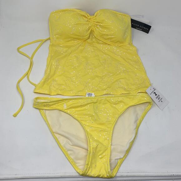 Polo Ralph Lauren 2 Piece Bikini Swimsuit Yellow Size S NWT $139 - Picture 1 of 8